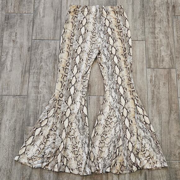 Savanna Jane Pants Womens L Snake Print Flared Knit Stretch High Waist Boho Y2K - Picture 8 of 12